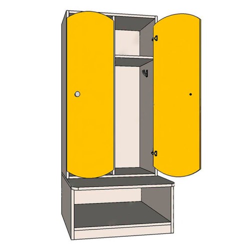 Шкаф для раздевалок детский со скамьей JAGUAR-SPORT (2 секции)