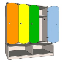 Шкаф для раздевалок детский со скамьей JAGUAR-SPORT (4 секции)