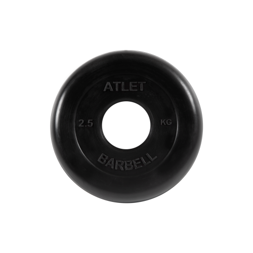 Диск обрезиненный "Атлет" МВ Barbell 2,5 кг, чёрный, 51 мм