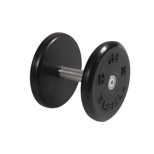 Гантель "Классик" МВ Barbell 12 кг с невращающейся хромированной ручкой, чёрная