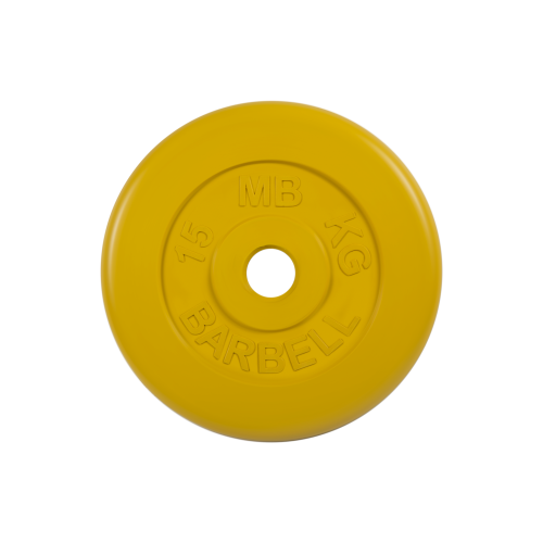 Диск обрезиненный "Стандарт" МВ Barbell 15 кг, жёлтый, 51 мм