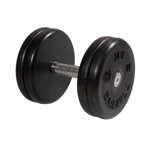 Гантель "Классик" МВ Barbell 24 кг с невращающейся хромированной ручкой, чёрная
