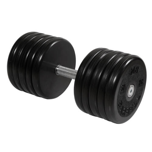 Гантель "Классик" МВ Barbell 51 кг с вращающейся хромированной ручкой, чёрная