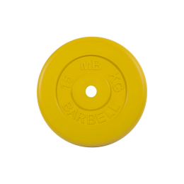 Диск обрезиненный "Стандарт" МВ Barbell 15 кг, жёлтый, 26 мм