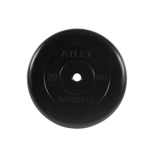 Диск обрезиненный "Атлет" МВ Barbell 20 кг, чёрный, 26 мм