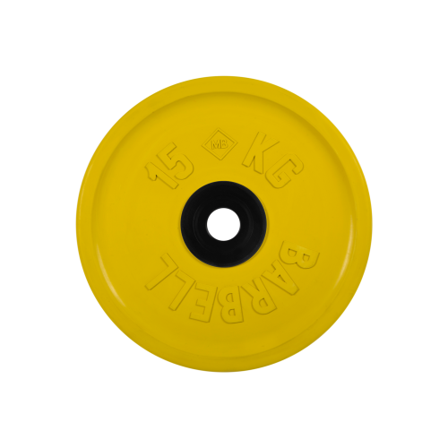 Диск обрезиненный "Евро-классик" МВ Barbell 15 кг, жёлтый, 51 мм