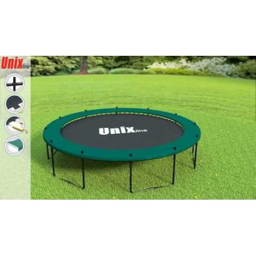 Батут UNIX Line SUPREME BASIC 4.88 м (16 ft) (Green) с внутренней сеткой и лестницей